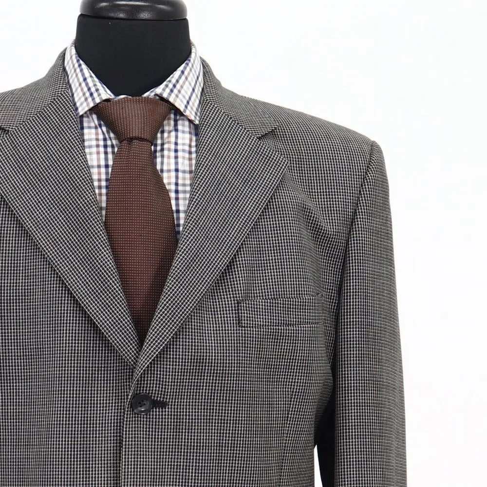 Tom James 44R Brown Check 3-Button Sport Coat Blazer Jacket B323